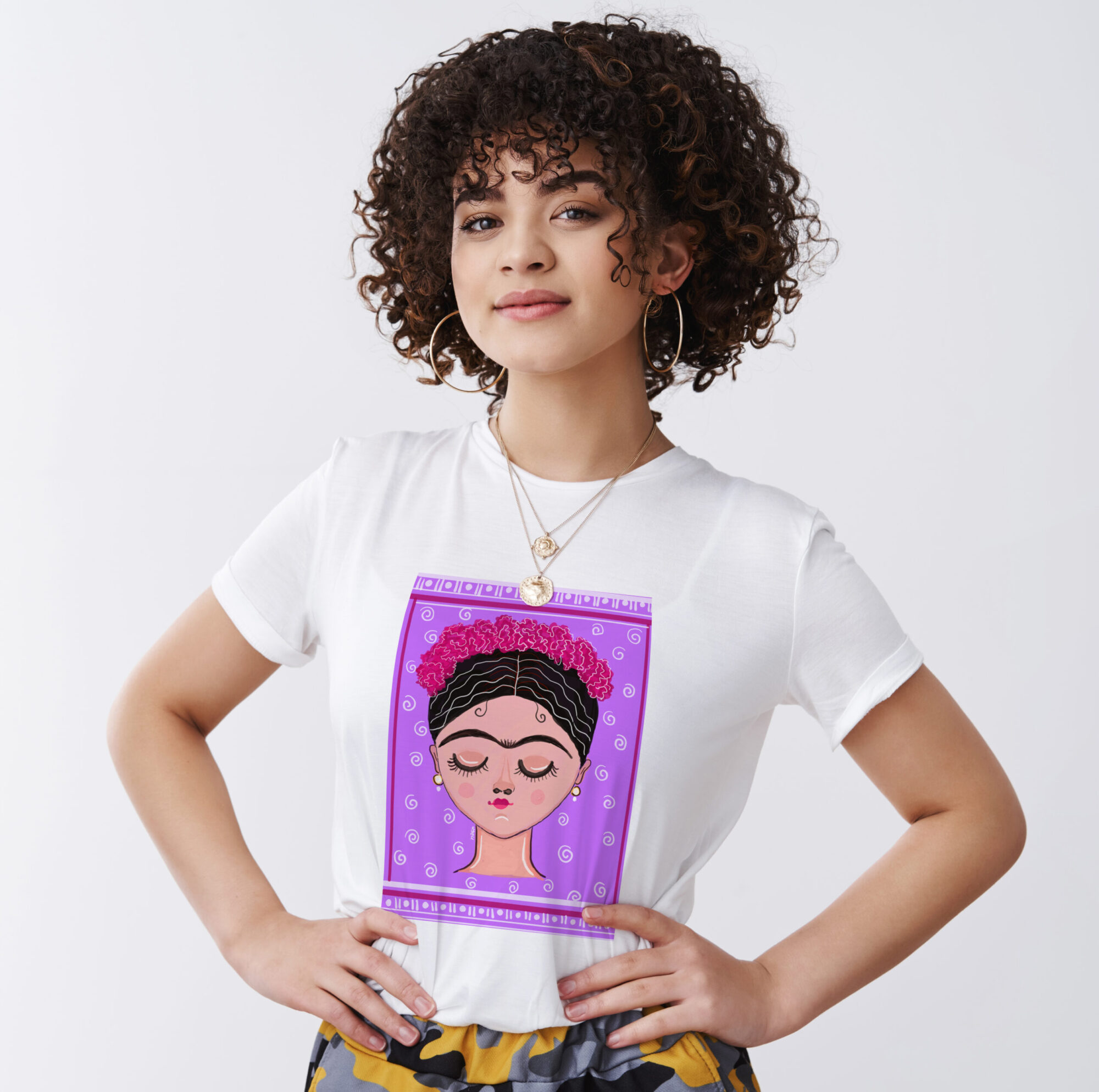 T-Shirt Frida (White-Pink)