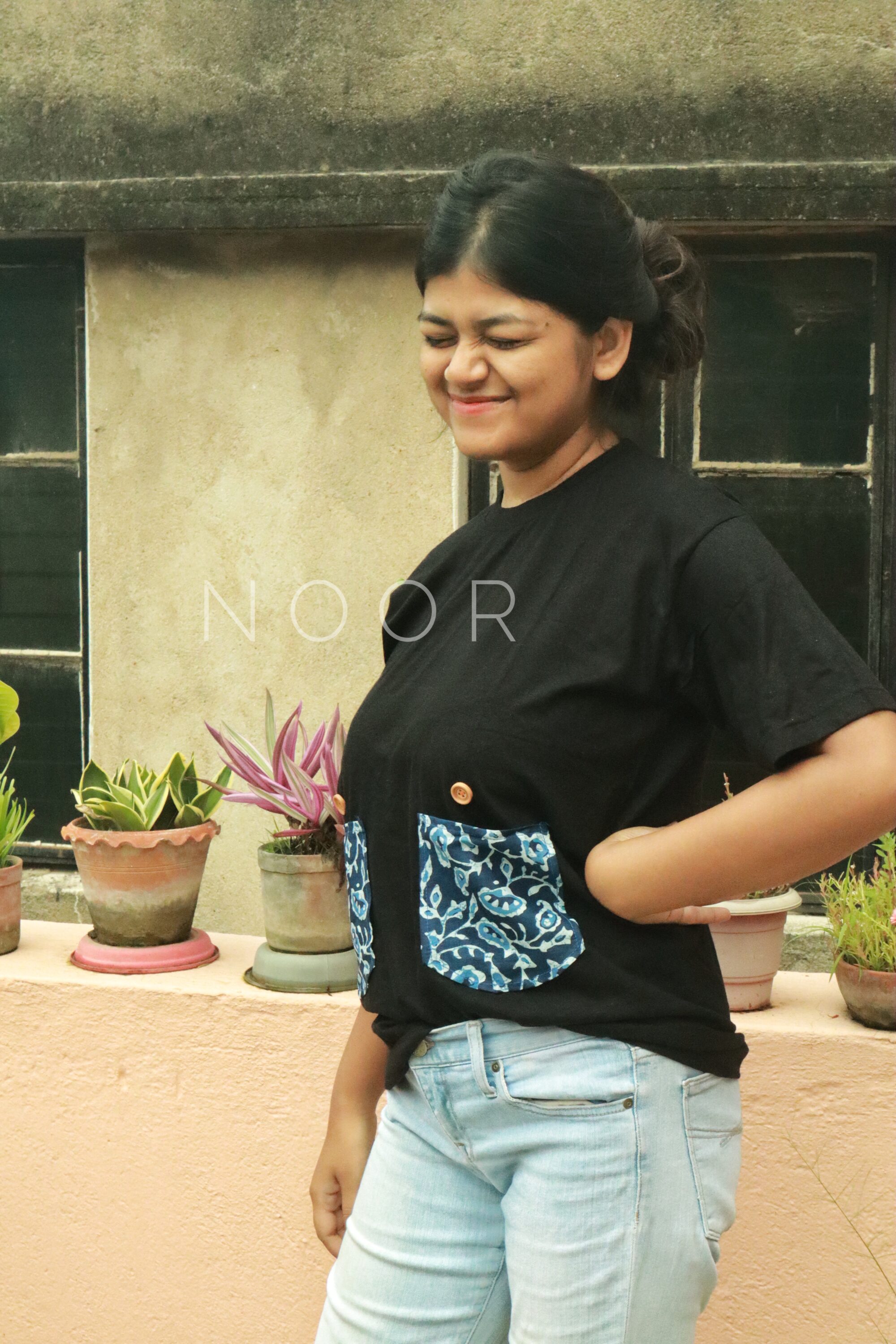 Patch Work T-Shirt (Indigo Pattern)