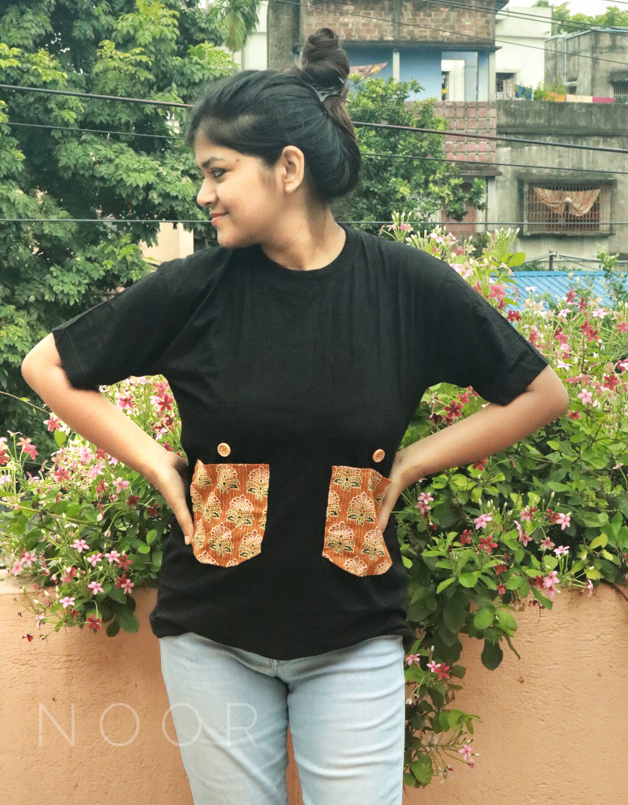 Patch Work T-Shirt (Light Brown Pattern)