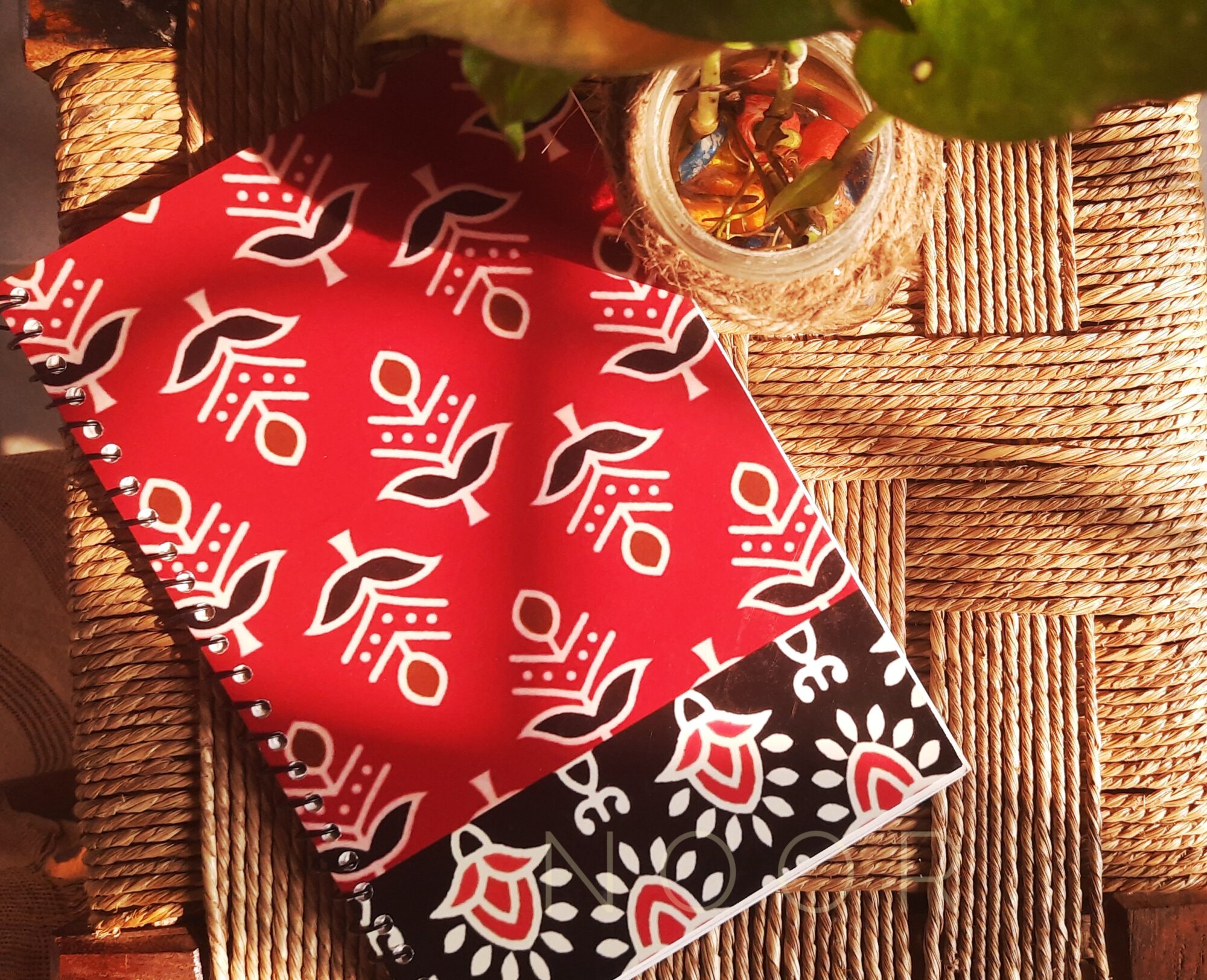 Spiral Diary -Red Ajrak Print